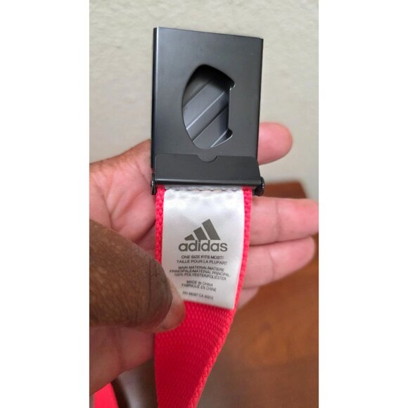 Adidas Red Woven Belt Black Metal Buckle Size OS - Picture 2 of 5